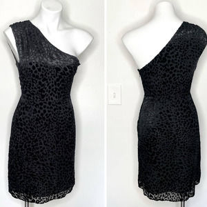 L'agence One Sleeve Shift Animal Print Dress Sheer Black Color Velvet Size 2